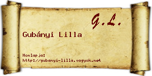 Gubányi Lilla névjegykártya